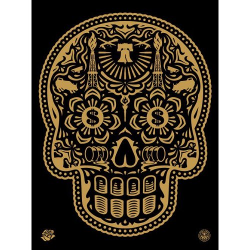 power & glory day of the dead skull (gold)