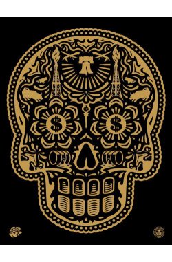 power & glory day of the dead skull (gold)